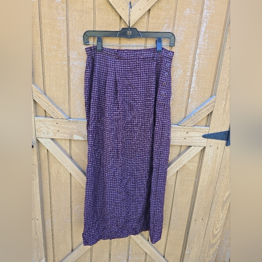 Eddie Bauer Purple Checkered Pencil Skirt